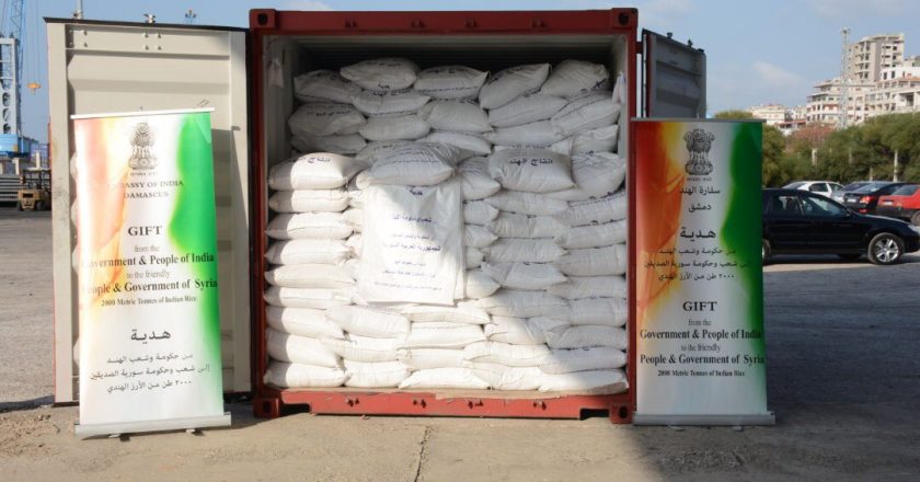 India delivers humanitarian assistance to Syria – Gifts 2000 MT of rice to strengthen food security in the war torn nation